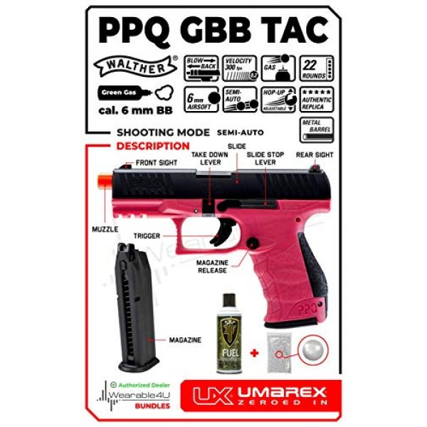 Wearable4U Airsoft Pistol 2 Umarex Elite Force Walther PPQ Green Gas Blowback Pistol GBB Airsoft Gun (Wildberry) with Wearable4U Bundle