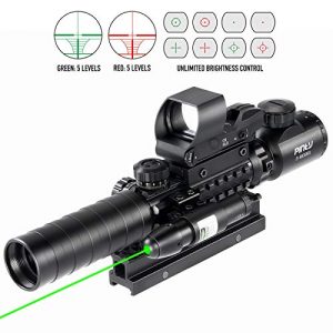 Pinty Rifle Scope 1 Pinty 3-9x32 Rifle Scope Rangefinder Illuminated Reflex Sight 4 Reticle Green Dot Laser Sight, 8 Packs