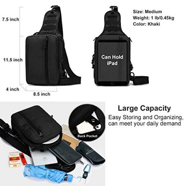 BraveHawk OUTDOORS Tactical Backpack 6 BraveHawk OUTDOORS Sling Shoulder Bag, 800D Military Nylon Multi-Purpose Daypack EDC Crossbody Pack Backpack Handbag