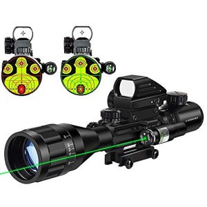 MidTen Rifle Scope 1 MidTen 4-16x50 Tactical Rifle Scope Dual Illuminated Optics & Rangefinder Illuminated Reflex Sight 4 Holographic Reticle Red/Green Dot Sight & IIIA/2MW Laser Sight (Green)