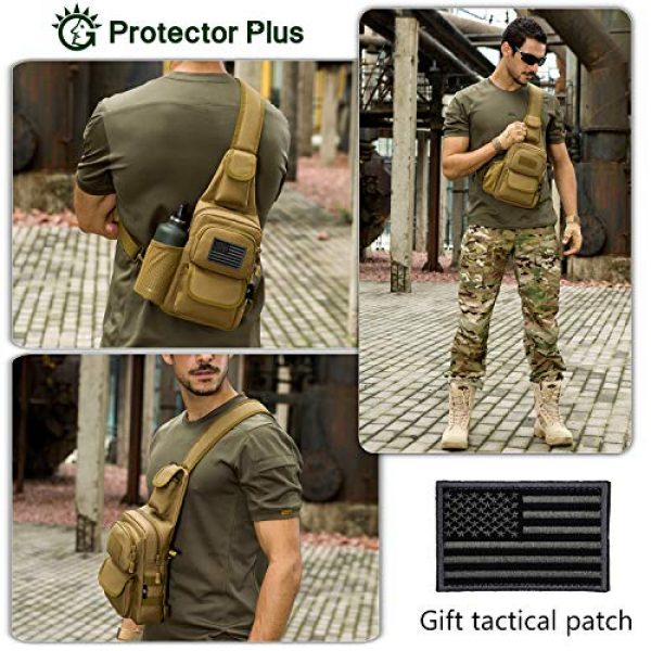 Protector Plus Tactical Backpack 3 Protector Plus Tactical Sling Bag Military MOLLE Crossbody Pack Chest Shoulder Backpack with Water Bottle Holder Pouch EDC Diaper Motorcycle Daypack (Patch Included)