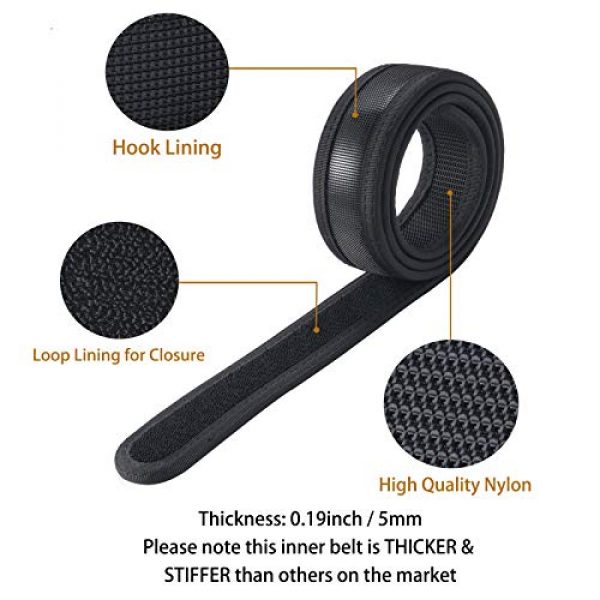 Vianyer Tactical Belt 4 Vianyer Inner Belt 1.5" Hook Liner Belt Low Profile EDC Belt Concealed Work Belt Base Under Belt for Outer Duty Belt