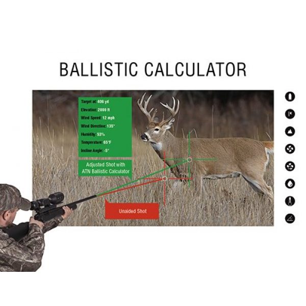 ATN Rifle Scope 3 ATN X-Sight 4K Buckhunter Smart Daytime Riflescope, Black, One Size