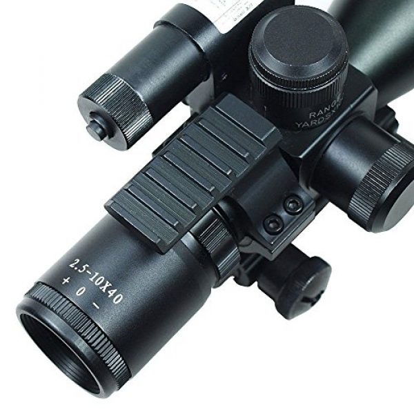 UUQ Rifle Scope 5 UUQ 2.5-10x40 Clarity+ Combo Rifle Scope Dual Illuminated Mil-dot W/Green Laser and Mini Reflex 3 MOA Red Dot Sight