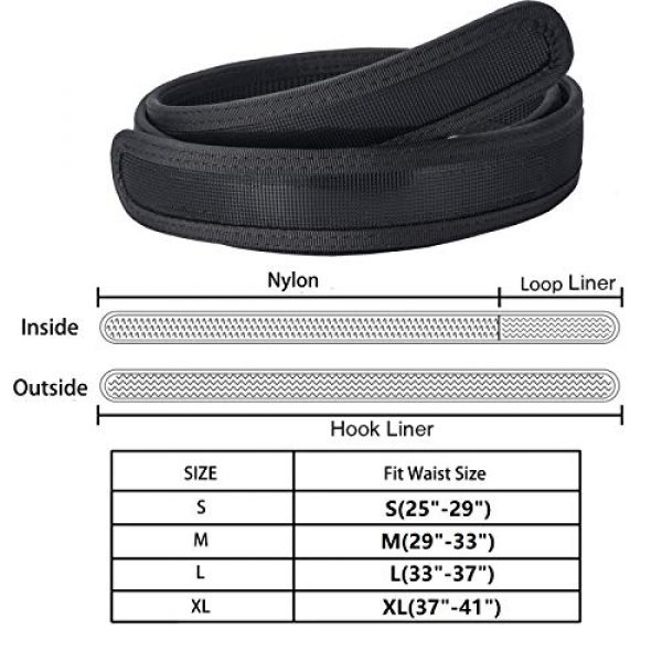 Vianyer Tactical Belt 6 Vianyer Inner Belt 1.5" Hook Liner Belt Low Profile EDC Belt Concealed Work Belt Base Under Belt for Outer Duty Belt