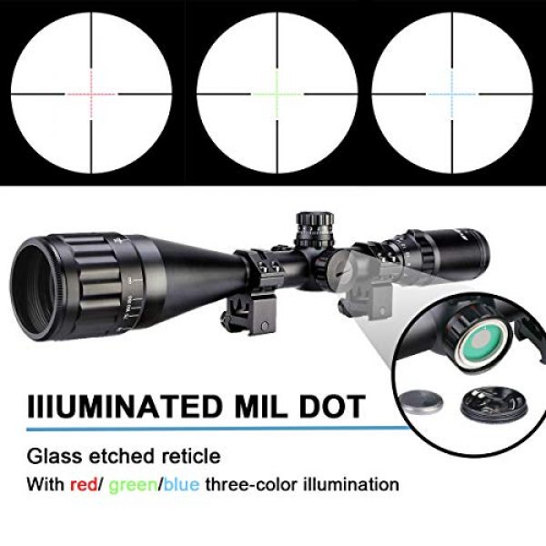 SVBONY Rifle Scope 3 SVBONY SV173 4-16x50AO Rifle Scope Red Green Blue Illuminated Mil Dot with 20mm Free Mount and Parallax Adjustment