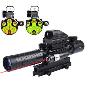 MidTen Rifle Scope 1 MidTen 3-9x32 Tactical Rifle Scope Dual Illuminated Optics & Rangefinder Illuminated Reflex Sight 4 Holographic Reticle Red/Green Dot Sight & IIIA/2MW Laser Sight(Red)