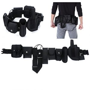 YAHILL Tactical Belt 1 YAHILL Law Enforcement Utility Tactical Belt, Security Military Police Gear Heavy Duty Belt Nylon Combat Officer Equipment with Pouches Holster Gear, Black