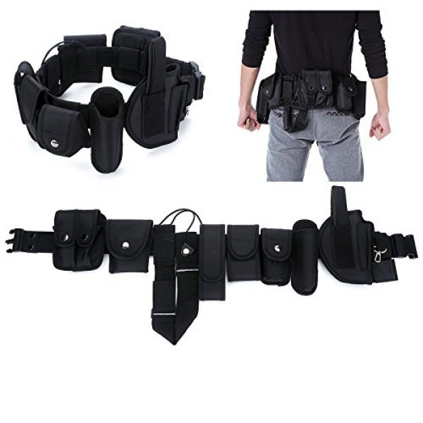 YAHILL Tactical Belt 1 YAHILL Law Enforcement Utility Tactical Belt, Security Military Police Gear Heavy Duty Belt Nylon Combat Officer Equipment with Pouches Holster Gear, Black