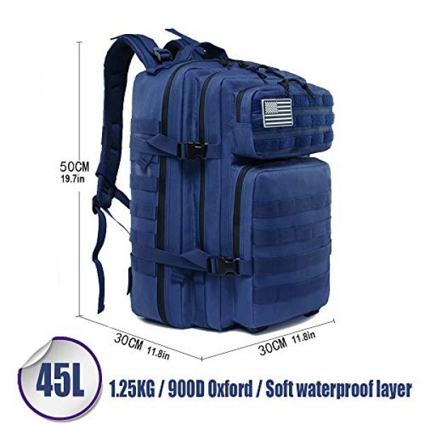 LHI Tactical Backpack 2 LHI Military Tactical Backpack for Men and Women 45L Army 3 Days Assault Pack Bag Large Rucksack with Molle System - Blue