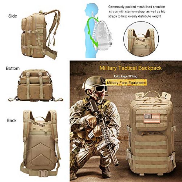 Suoki Tactical Backpack 3 Suoki 45L Molle Rucksack Outdoor Bug Out Bag Hiking Camping Backpack for Men Women