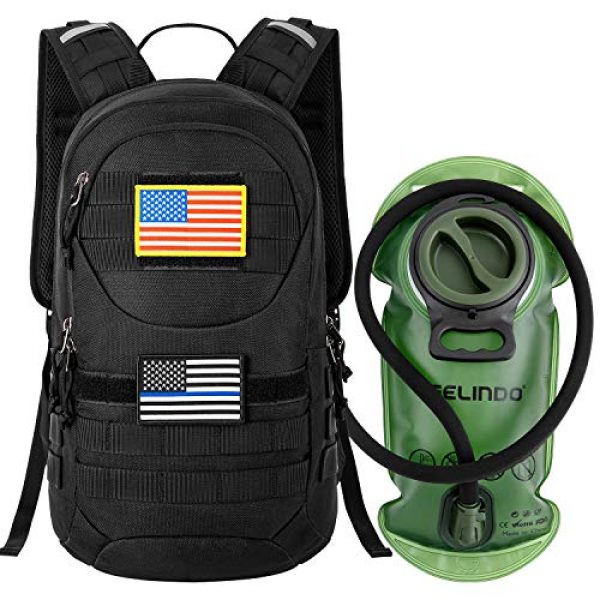 Gelindo Tactical Backpack 1 Gelindo Tactical Hydration Backpack, Military Lightweight Backpacks MOLLE Pack 900D with 2L Hydration Bladder, Small Tactical Assault Pack for Hiking Biking Running Climbing Outdoor Travel