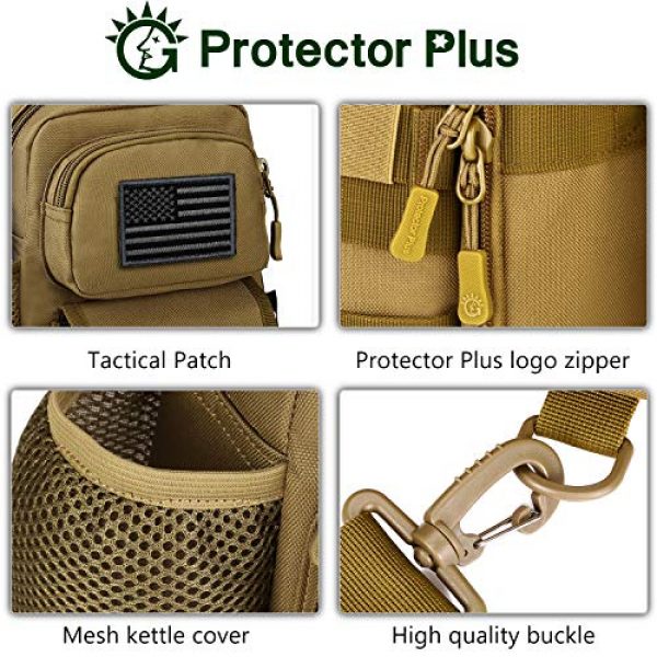 Protector Plus Tactical Backpack 7 Protector Plus Tactical Sling Bag Military MOLLE Crossbody Pack Chest Shoulder Backpack with Water Bottle Holder Pouch EDC Diaper Motorcycle Daypack (Patch Included)