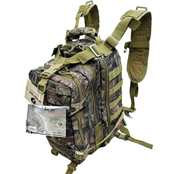 Explorer Tactical Backpack 1 Tactical Assault Pack - Combat Rucksack - 17" Military MOLLE Backpack 27L (Mossy Oak)