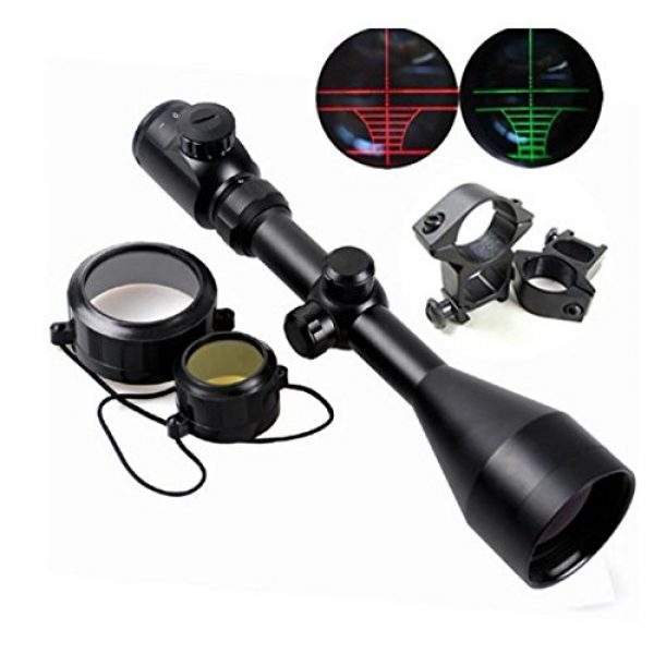 Coldstar Rifle Scope 1 Coldstar Tactical 3-9x56 Red and Green Illuminated Optical Sniper Rifle Scope + Rail Mounts for Air Gun Shooting