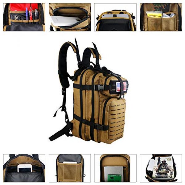 Warriors Product Tactical Backpack 4 Warriors Product Small Assault Backpack Military Tactical Backpack Bag with Flag Patch for Outdoor,Hiking, Camping Travel