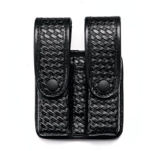 Uncle Mike's Tactical Pouch 1 Uncle Mike's Mirage Basketweave Double Stack Duty Divided Double Mag Case, Black