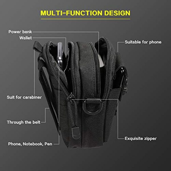 Camyse Tactical Backpack 6 Camyse Outdoor Tactical Waist Bag EDC Molle Belt Waist Pouch Security Purse Phone Carrying Case for iPhone 8 Plus Galaxy Note 9 S9 Or Less Than 6.2 inches Smartphone