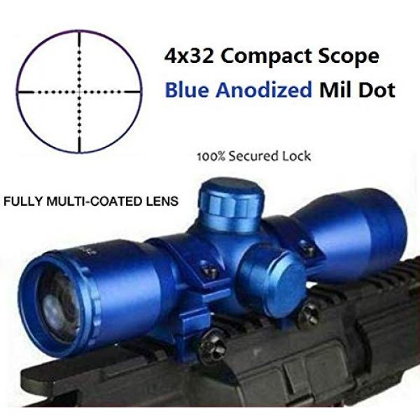 Ahlmanstr Rifle Scope 5 Ahlmanstr Blue Tactical Scope for Hunting 4x32 Compact Rifle-Scope with Rings 20mm Free Mounts Long Eye Relief Mil-Dot Reticle 223 .308 Shotgun Scope Series