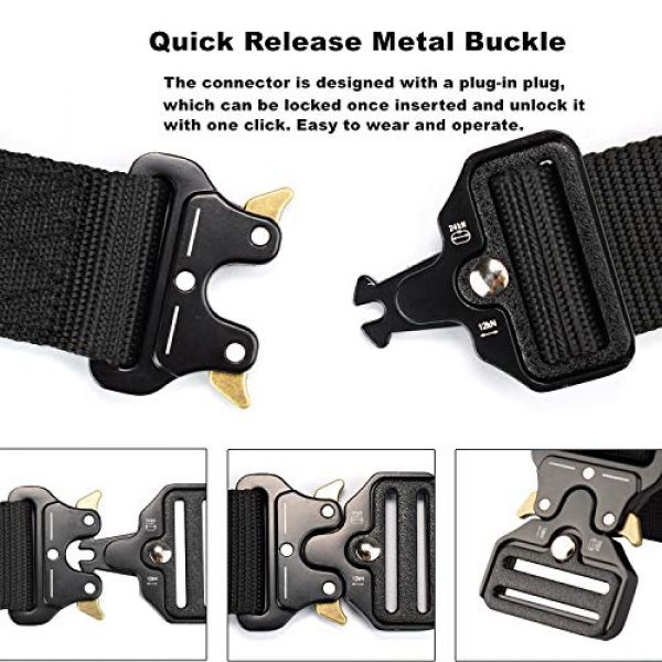 Meikale Tactical Belt 3 Meikale 2Pack Tactical Belt,Military Style Belt,1.5" Nylon Riggers Belts for Men,Heavy-Duty Quick-Release Metal Buckle
