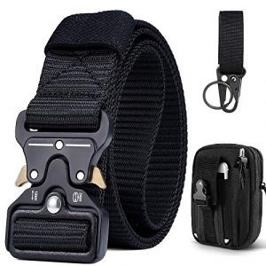 TF TOURFUN Tactical Belt 1 TF TOURFUN Tactical Belt Military Style Belt Heavy Duty Waistband with Quick Release Metal Buckle Molle Pouch EDC Compact Bag