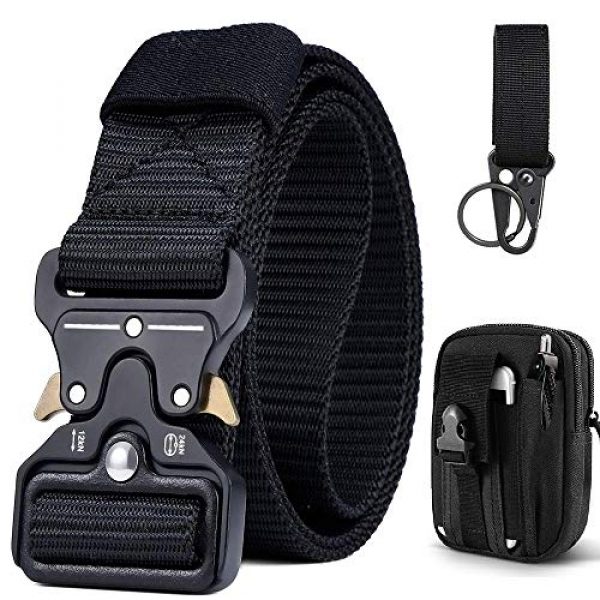 TF TOURFUN Tactical Belt 1 TF TOURFUN Tactical Belt Military Style Belt Heavy Duty Waistband with Quick Release Metal Buckle Molle Pouch EDC Compact Bag