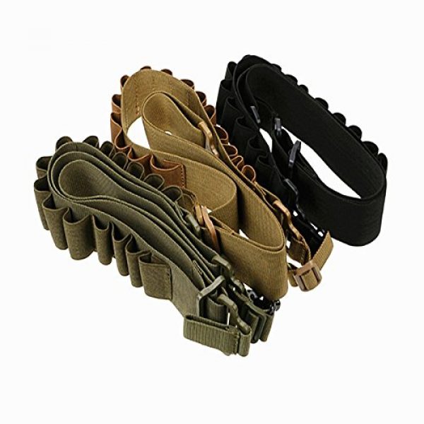 HWZ Tactical Belt 5 HWZ Tactical 2 Point Shotgun Sling 15 Shell Ammo Holder Bandolier 12Ga Nylon Military Shotgun Shell Sling