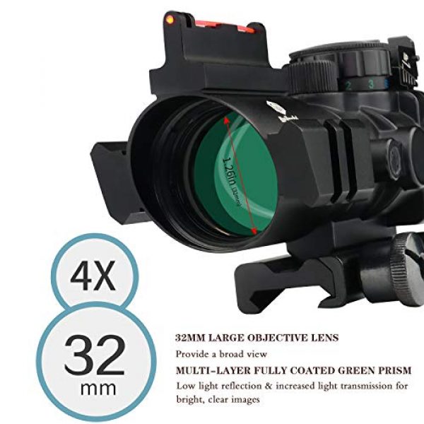 Beileshi Rifle Scope 2 Beileshi Rifle Scope 4x32 Red/Green/Blue Triple Illuminated Rapid Range Reticle Scope with Top Fiber Optic Sight and Weaver Slots