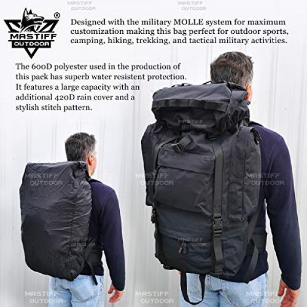 Mastiff Outdoor Tactical Backpack 6 Mastiff Outdoor Adventure Rucksack MOLLE Hiking Camping Gear Travel Survival Functional Backpack