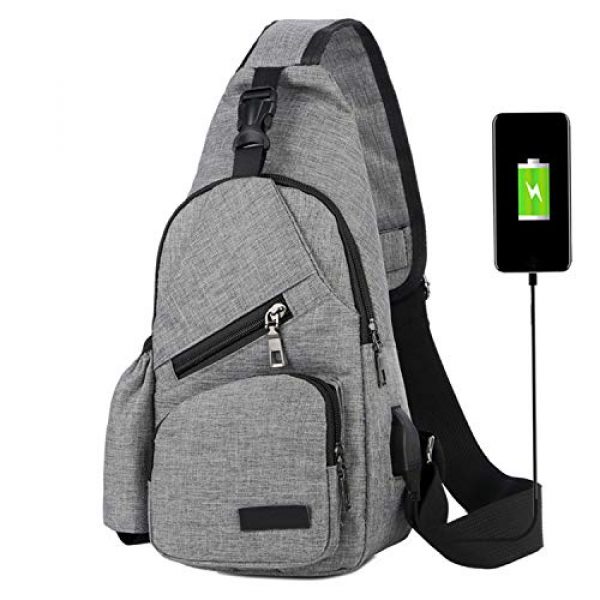 ChangYou Tactical Backpack 1 ChangYou Sling Bag Chest Backpack with USB Charging Port Polyester Shoulder Bag for Outdoor Sports Travel