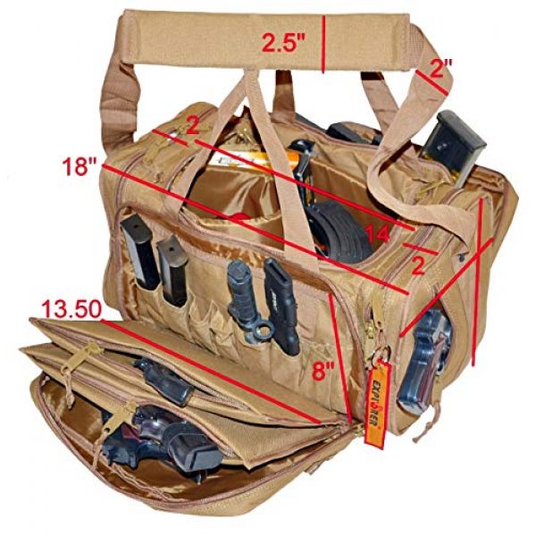 Explorer Tactical Backpack 2 EXPLORER Backpack + Range Bag with Large Padded Deluxe Tactical Divider and 9 Clip Mag Holder - Rangemaster Gear Bag (Brown Tan Range Bag)