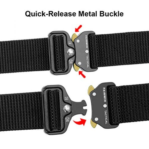 Fairwin Tactical Belt 4 Fairwin Tactical Gun Belts, 1.5 Inches Heavy Duty Two Layer EDC Belt with Quick-Release Buckle