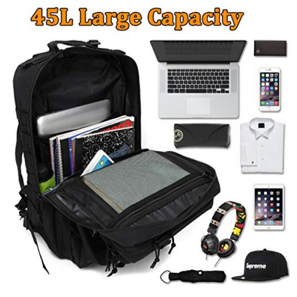Createy Tactical Backpack 2 Createy Military Tactical Backpack, Large Army 3 Day Assault Pack 45L Molle Bag Rucksack Bug Out Bag Daypacks with Molle System for Camping Hunting Hiking Traveling