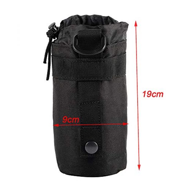 DONGKER Tactical Pouch 3 Tactical Water Bottle Pouch, Tactical Bottle Holder Hydration Carrier Mesh Bottom with Drawstring Tactical Holder Storage Bag for Outdoor Hiking , Cycling, Hunting (Black)