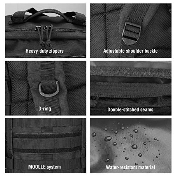 ProCase Tactical Backpack 6 ProCase Military Tactical Backpack, 35L Large Capacity Rucksacks 2 Day Army Assault Pack Go Bag for Hunting, Trekking, Camping and Other Outdoor Activities -Black