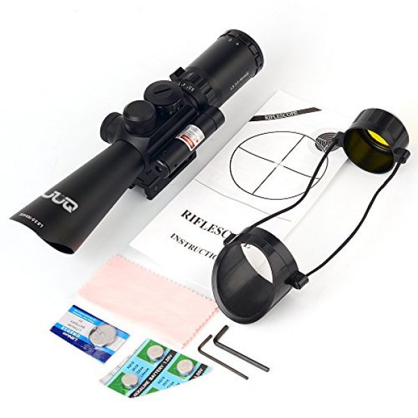 UUQ Rifle Scope 7 UUQ Tactical 3.5-10X40 Illuminated Red/Green Mil Dot Rifle Scope W/Red Laser Sight Fit 11/20mm Picatinny Rail
