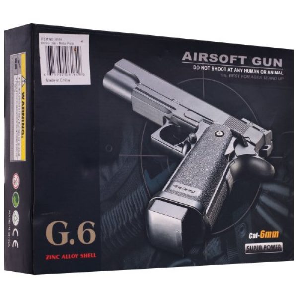Whetstone Airsoft Pistol 2 Whetstone G.6 Zinc Alloy Shell Super Power Pistol, Black