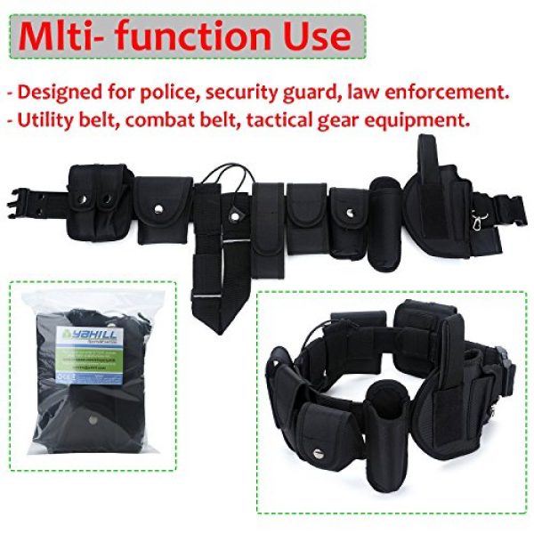YAHILL Tactical Belt 2 YAHILL Law Enforcement Utility Tactical Belt, Security Military Police Gear Heavy Duty Belt Nylon Combat Officer Equipment with Pouches Holster Gear, Black