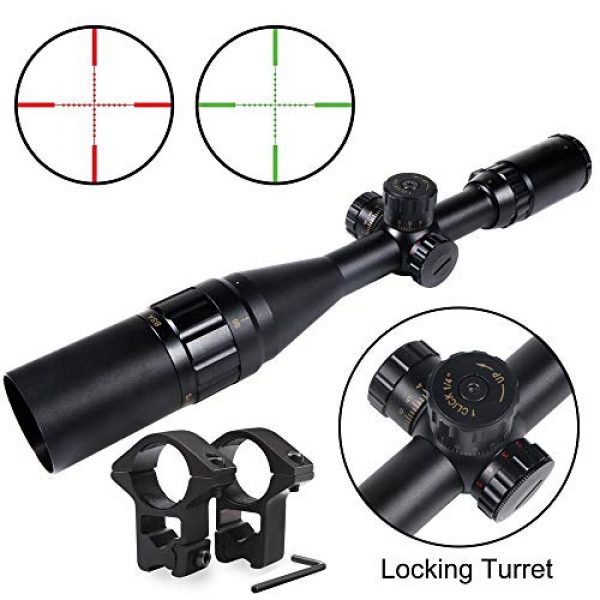 Gogoku Rifle Scope 1 Gogoku 4-16x44 Tactical Rifle Scope Locking Turret Red and Green Illuminated with Scope Mount and Sunshade