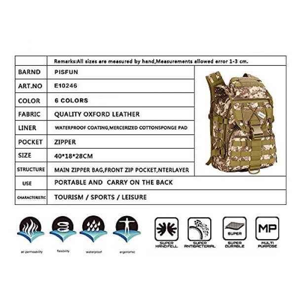 Pisfun Tactical Backpack 4 Pisfun Tactical Backpack 40L Camping Bags Waterproof Molle System Backpack Military 3P Tad Assault Travel Bag for Men Cordura