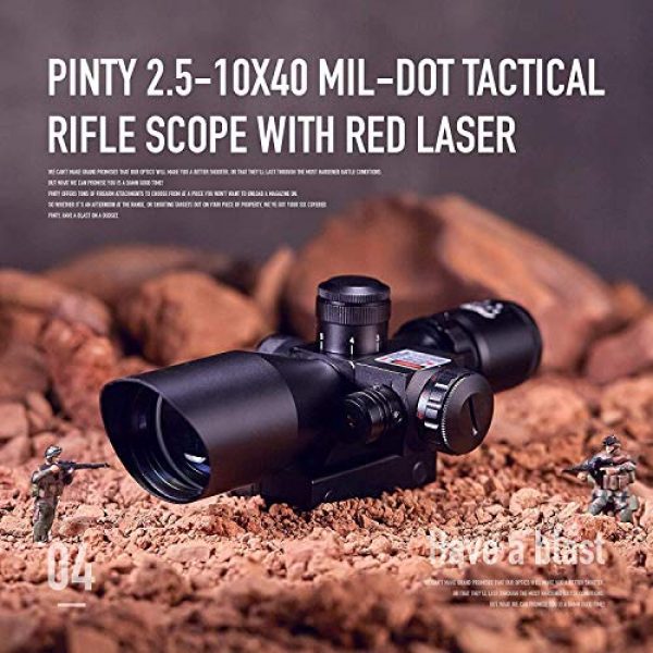 QILU Rifle Scope 3 QILU 2.5-10x40 Rifle Scope Red & Green - Hunting Rifle Scope - Compact Rifle Scope - Pinty Rifle Scope - Airsoft Rifle Scope Mount - with Red Laser & 20mm Mounts
