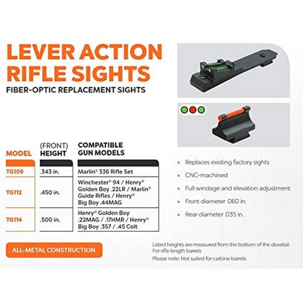 TRUGLO Rifle Sight 2 TRUGLO Lever Action Fiber Optic Sight Set - Henry Golden Boy and Henry Big Boy