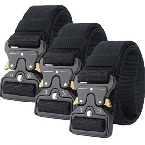 Clobri Tactical Belt 1 Clobri 3 Pack Tactical Belt,Training Belt,1.5 Inch No Holes Belt for Men and Women,with Quick Release Heavy Duty Buckle,for Cargo Pants