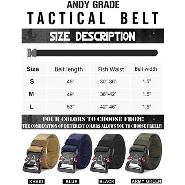 ANDY GRADE Tactical Belt 6 ANDY GRADE Tactical Belts for Men Nylon Adjustable Military Belts Webbing Waist Belt with Heavy Duty Quick Release Metal Buckle