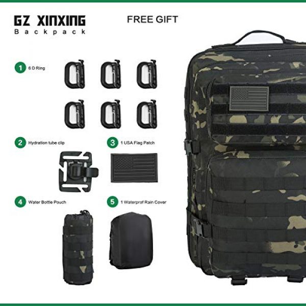 GZ XINXING Tactical Backpack 2 GZ XINXING 43L Large 3 day Molle Assault Pack Military Tactical Army Backpack Bug Out Bag Rucksack Daypack