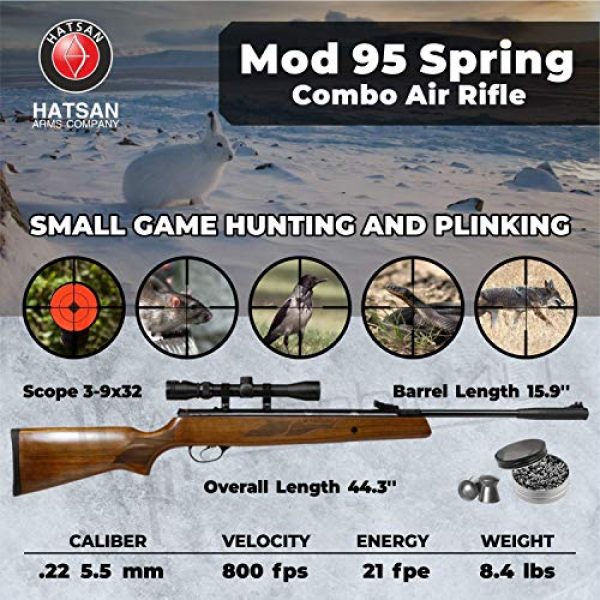 Wearable4U Air Rifle 2 Hatsan Mod 95 Spring Combo Air Rifle with Wearable4U 100x Paper Targets and Lead Pellets Bundle