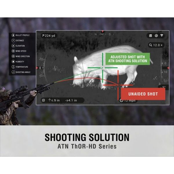 ATN Rifle Scope 4 ATN ThOR HD 384 Smart Thermal Riflescope w/ High Res Video, WiFi, GPS, Image Stabilization, Range Finder, Ballistic Calculator and IOS and Android Apps