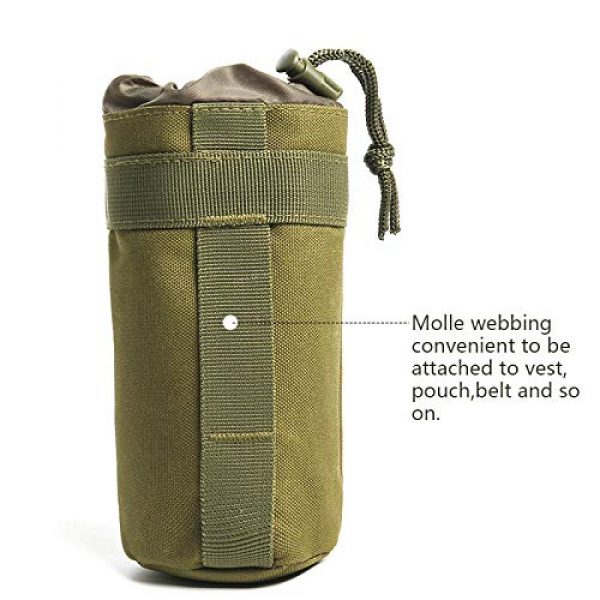 DONGKER Tactical Pouch 5 Tactical Water Bottle Pouch, Tactical Bottle Holder Hydration Carrier Mesh Bottom with Drawstring Tactical Holder Storage Bag for Outdoor Hiking , Cycling, Hunting (Black)