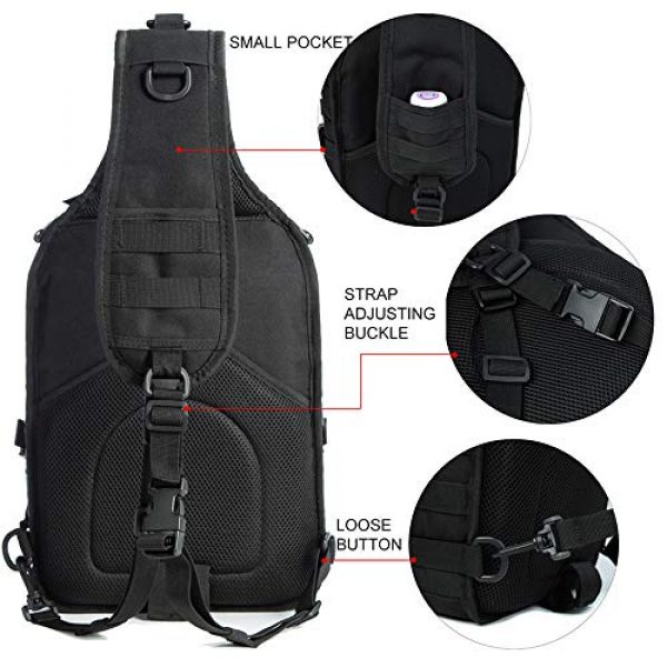 J.CARP Tactical Backpack 3 J.CARP Tactical EDC Sling Bag Pack, Military Rover Shoulder Molle Backpack, with USA Flag Patch