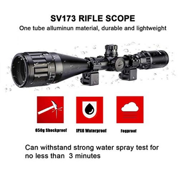 SVBONY Rifle Scope 6 SVBONY SV173 4-16x50AO Rifle Scope Red Green Blue Illuminated Mil Dot with 20mm Free Mount and Parallax Adjustment